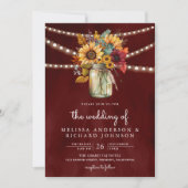 Bourgogne Zonnebloemen Mason Jar Alles in een brui Kaart (Voorkant)