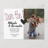 Bourgogne Zwart Bruiloft Save the Date Foto Briefkaart (Voorkant)