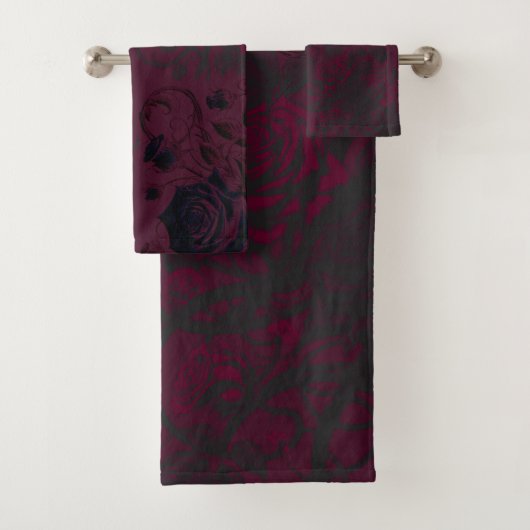 Bourgogne & Zwart Donkere Tuin Gotische Glam Bad Handdoek (Insitu)