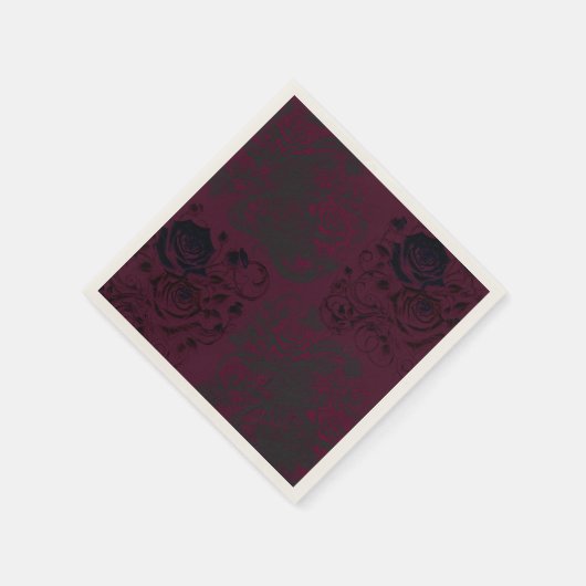 Bourgogne & Zwart Donkere Tuin Gotische Glam Bruil Servet (Hoek)