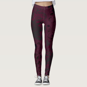 Bourgogne & Zwart Donkere Tuin Gotische Glam Leggings
