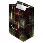 Bourgogne, zwart en goud geplakt Kerstmis Custom Medium Cadeauzakje (Voorkant Gekanteld)