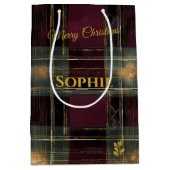 Bourgogne, zwart en goud geplakt Kerstmis Custom Medium Cadeauzakje (Voorkant)