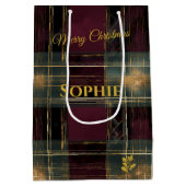 Bourgogne, zwart en goud geplakt Kerstmis Custom Medium Cadeauzakje (Achterkant)