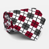 Bourgogne, zwart, grijs, White Argyle Print Neckti Stropdas (Opgerold)