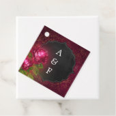 Bourgogne & zwart krijtbord Damask Bloemen bruilof Bedankjes Labels (In situ)