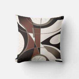 Bourgogne Zwart Tan Off-White Modern Art Abstract Kussen