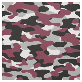 Bourgogne, zwart, wit en grijs Camo Stof