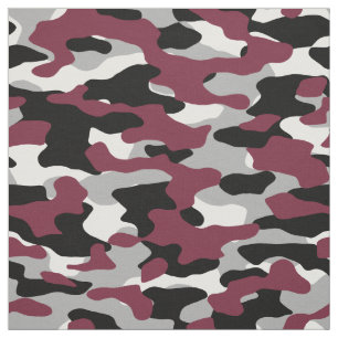 Bourgogne, zwart, wit en grijs Camo Stof