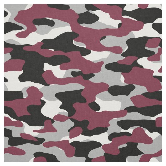 Bourgogne, zwart, wit en grijs Camo Stof (Swatch)