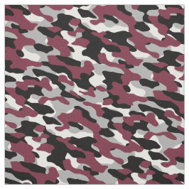 Bourgogne, zwart, wit en grijs Camo Stof