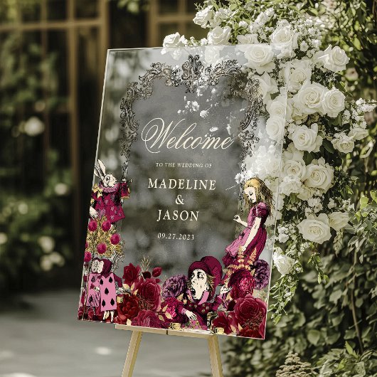 Bourgognige Alice in Wonderland Weddenschap Acryl Bord