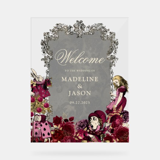  Bourgognige Alice in Wonderland Weddenschap Acryl Bord (Voorkant)