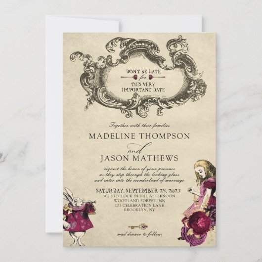 Bourgognige Alice in Wonderland Weddenschap Kaart (Voorkant)