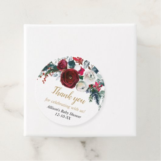 Bourgognige kerstflora bedankjes labels (In situ)