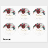 Bourgognige kerstflora ronde sticker (Vel)