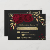 Bourgognige zwarte RSVP-kaart RSVP Kaartje (Voorkant / Achterkant)