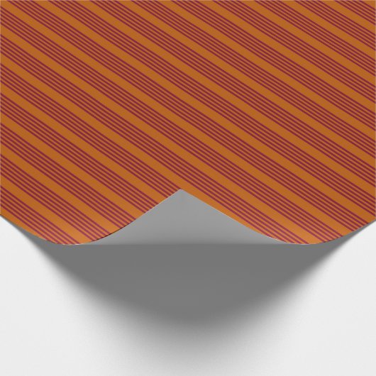 Bourgogrood en verbrand oranje vijf stripe patrone cadeaupapier (Hoek)
