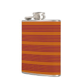Bourgogrood en verbrand oranje vijf stripe patrone heupfles (Links)