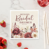 Bourgondi crème bloemige bruidsbrunch servet (Insitu)