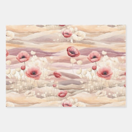 Bourgondi crème blush bloemrijke bruiloft inpakpapier vel