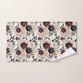 Bourgondi crème zwart bloemmotief bad handdoek (Handdoek)