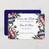 Bourgondi Navarra Roze Pioen Huwelijk Save The Date (Voorkant / Achterkant)