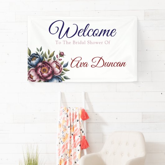 Bourgondi-Navy & Blush Pioen Bruidsdouche  Spandoek (Insitu)