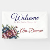 Bourgondi-Navy & Blush Pioen Bruidsdouche  Spandoek (Horizontaal)