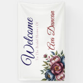 Bourgondi-Navy & Blush Pioen Bruidsdouche  Spandoek (Verticaal)