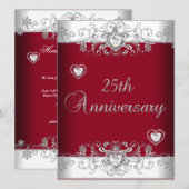 Bourgondië 25e trouwjubileum diamanten harten kaart (Voorkant / Achterkant)