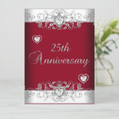 Bourgondië 25e trouwjubileum diamanten harten kaart (Staand voorkant)