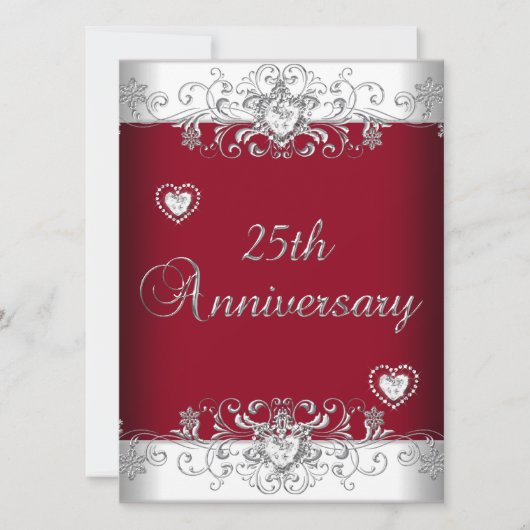 Bourgondië 25e trouwjubileum diamanten harten kaart (Voorkant)