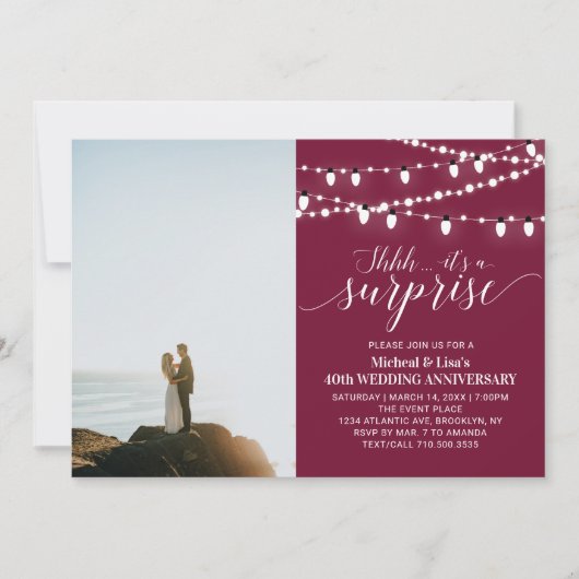 Bourgondië 40ste foto-huwelijksjubileum kaart (Voorkant)