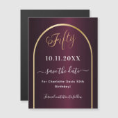 Bourgondië 50e verjaardag Save the Date-magneet (Voorkant / Achterkant)