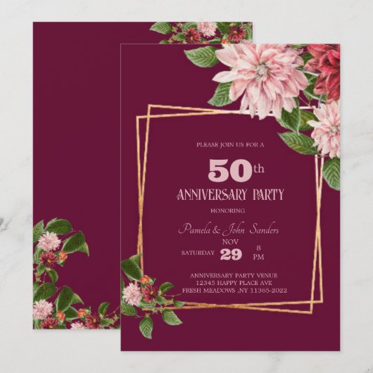 Bourgondië 50ste verjaardag | Verjaardag | Trouwen Kaart (Voorkant / Achterkant)