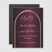 Bourgondië 60e verjaardag Save the Date magneet (Voorkant / Achterkant)