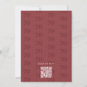 Bourgondie "70" Patroon Modern Script Verjaardag Kaart (Achterkant)