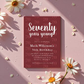Bourgondie "70" Patroon Modern Script Verjaardag Kaart