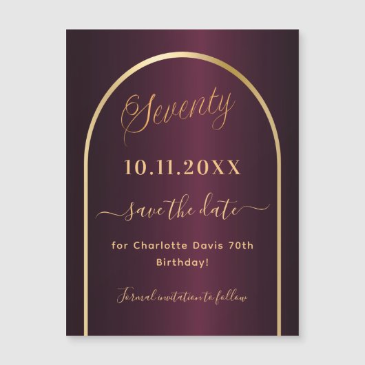 Bourgondië 70e verjaardag Save the Date magneet (Voorkant)