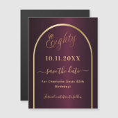 Bourgondië 80e verjaardag Save the Date magneet (Voorkant / Achterkant)