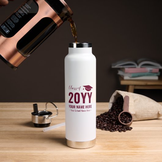 Bourgondië Aangepaste Naam Persoonlijk Afstudeerca Waterfles (Koffie)