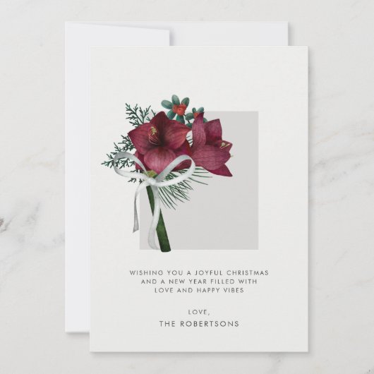 Bourgondië Amaryllis kerstgroen Feestdagenkaart (Voorkant)