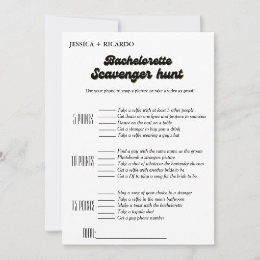 Bourgondië Bachelorette scavenger jacht spel Kaart (Voorkant)