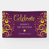 Bourgondië Bat Mitzvah Goud Folie Script Boom des  Spandoek (Horizontaal)