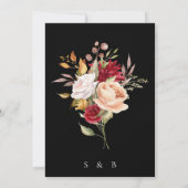 Bourgondië Beige op Zwarte Herfst Bloemenbruiloft Kaart (Achterkant)