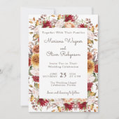 Bourgondië Beige Romantische Bloemen bruiloft uitn Kaart (Voorkant)