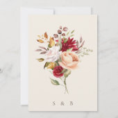 Bourgondië Beige Romantische Bloemen bruiloft uitn Kaart (Achterkant)