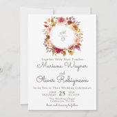 Bourgondië Beige Romantische Bloemen bruiloft uitn Kaart (Voorkant)