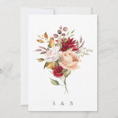 Bourgondië Beige Romantische Bloemen bruiloft uitn Kaart (Achterkant)